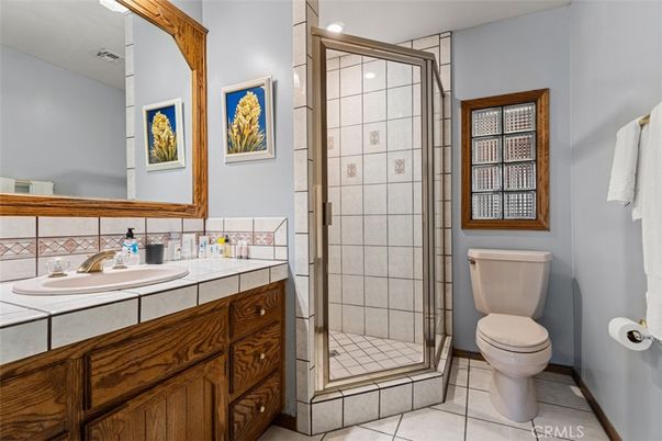 Bathroom, Glass Shower, Interior, Recessed Lighting, Tile Countertops