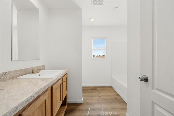 Bathroom, Interior, Recessed Lighting, Wood Texture Flooring