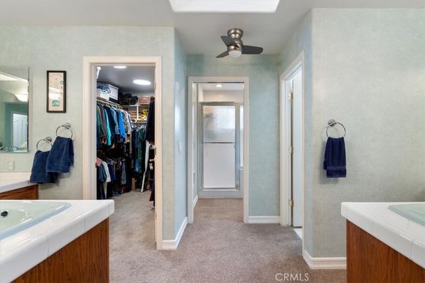 Bathroom, Interior, Recessed Lighting, Tile Countertops, Walk-in Closets