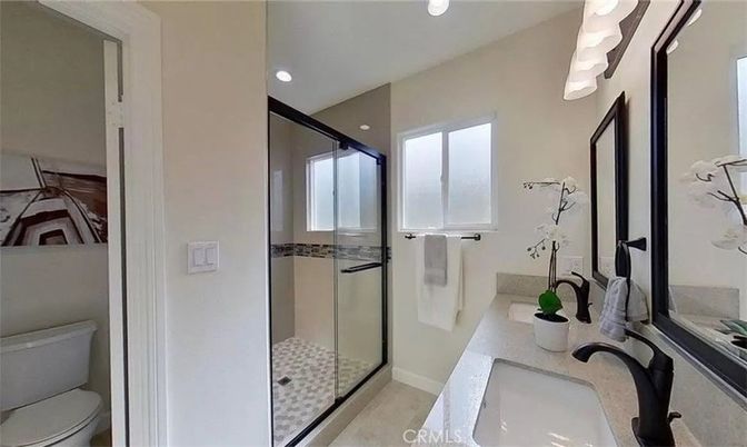 Bathroom, Glass Shower, Interior, Recessed Lighting