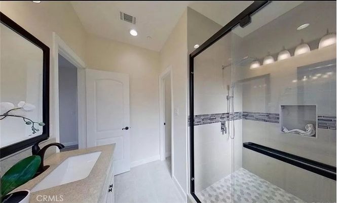Bathroom, Glass Shower, Interior, Recessed Lighting