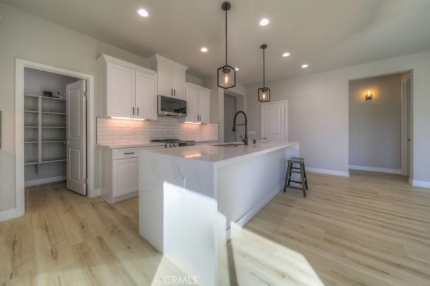 Interior, Kitchen, Pendant Lights, Recessed Lighting, Wood Texture Flooring