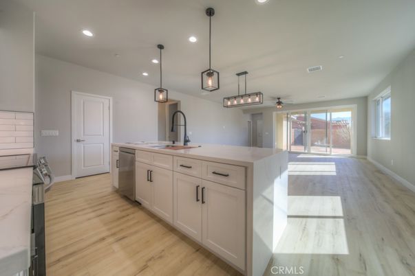 Interior, Kitchen, Pendant Lights, Recessed Lighting, Wood Texture Flooring