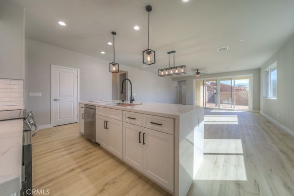Interior, Kitchen, Pendant Lights, Recessed Lighting, Wood Texture Flooring