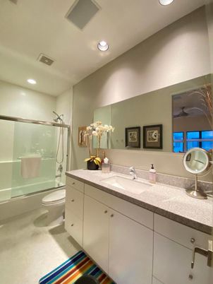Bathroom, Glass Shower, Interior, Recessed Lighting