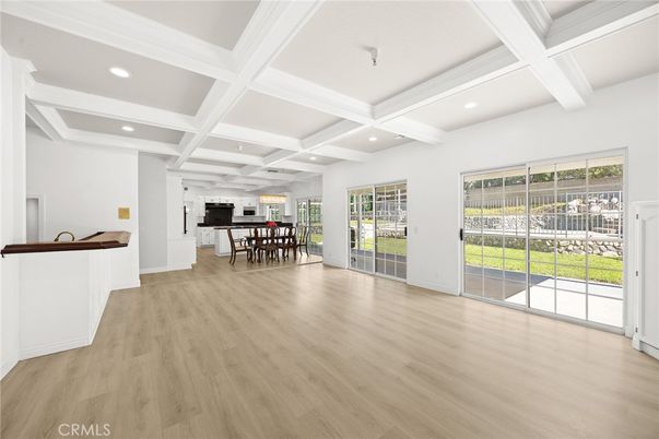 Dining room, Interior, Recessed Lighting, Wood Texture Flooring