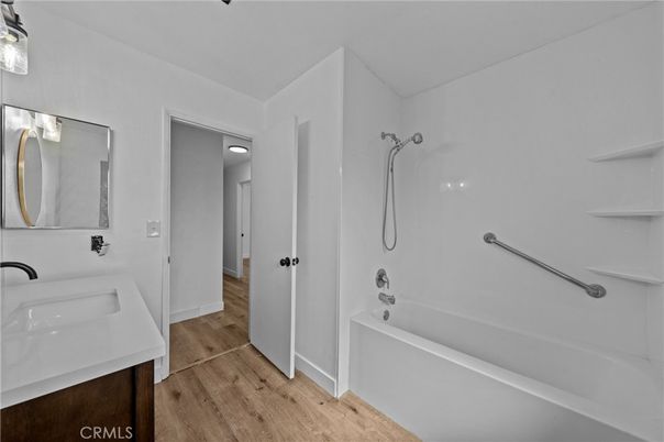 Bathroom, Dual Sink Vanities, Interior, Wood Texture Flooring