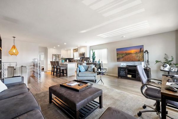 Dining room, Interior, Kitchen, Living room, Pendant Lights, Recessed Lighting, Wood Texture Flooring