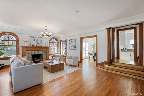 Chandelier, Fireplace, Interior, Living room, Wood Texture Flooring