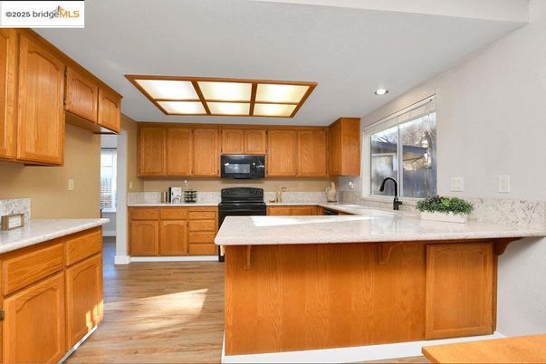 Interior, Kitchen, Recessed Lighting, Wood Texture Flooring