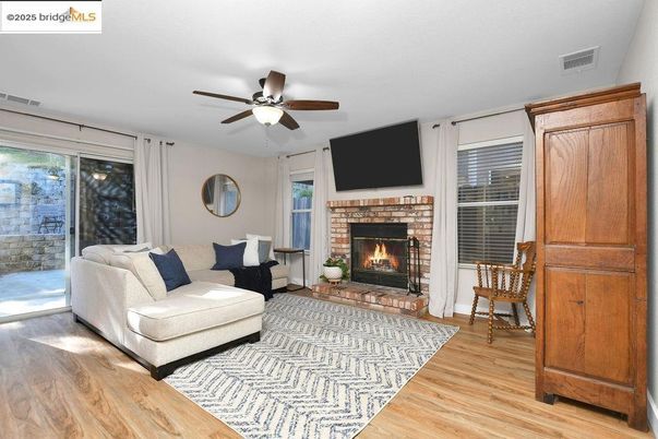 Fireplace, Interior, Living room, Wood Texture Flooring