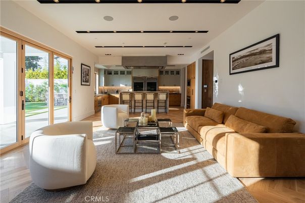 Interior, Kitchen, Living room, Recessed Lighting, Stainless Steel Appliances, Wood Texture Flooring