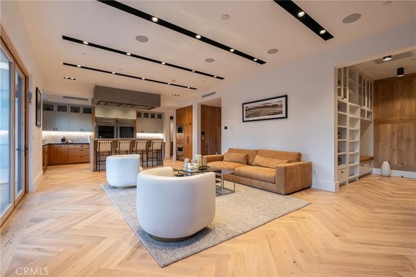 Interior, Kitchen, Living room, Recessed Lighting, Wood Texture Flooring