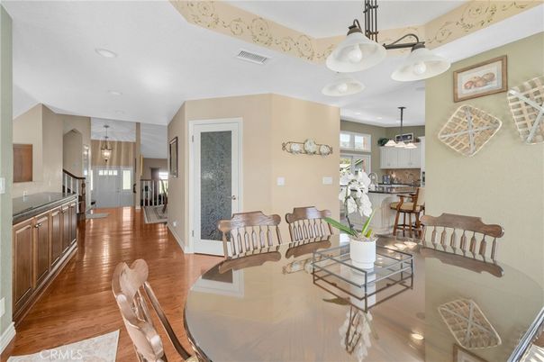 Dining room, Interior, Kitchen, Living room, Pendant Lights, Recessed Lighting, Wood Texture Flooring