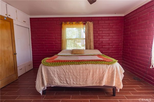 Bedroom, Interior, Stone Walls, Wood Texture Flooring