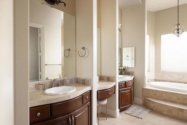 Bathroom, Dual Sink Vanities, Interior, Pendant Lights