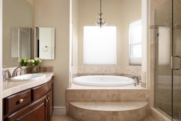 Bathroom, Glass Shower, Interior, Pendant Lights