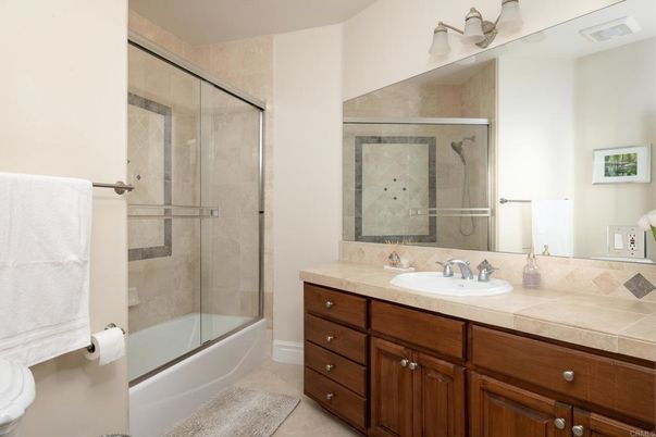 Bathroom, Dual Sink Vanities, Glass Shower, Interior, Tile Countertops