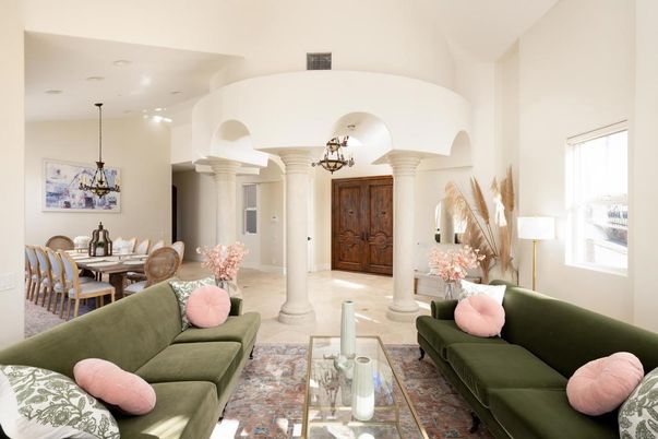 Dining room, Fireplace, Interior, Living room, Pendant Lights, Recessed Lighting