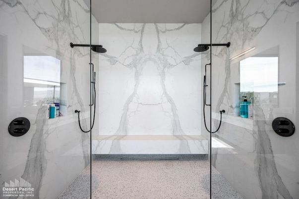 Bathroom, Glass Shower, Interior, Marble Walls