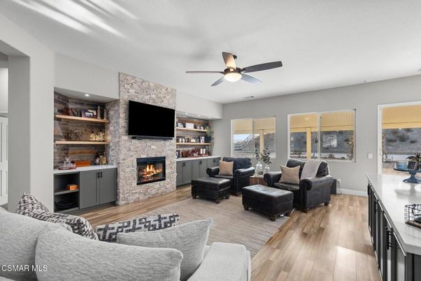 Fireplace, Interior, Living room, Stone Walls, Wood Texture Flooring