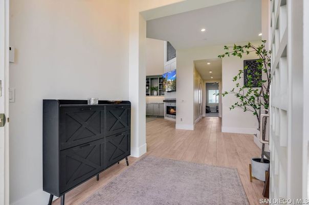 Fireplace, Interior, Recessed Lighting, Wood Texture Flooring