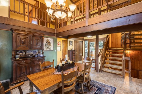 Chandelier, Dining room, Interior, Wooden Walls