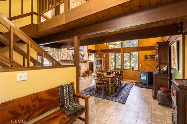 Chandelier, Dining room, Interior, Wooden Beams, Wooden Ceilings, Wooden Walls