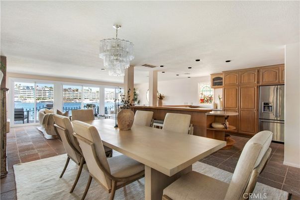 Chandelier, Dining room, Interior, Kitchen, Recessed Lighting, Stainless Steel Appliances, Water