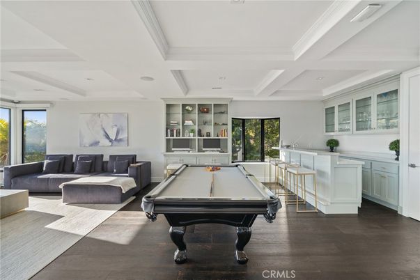 Billiard Table, Game Room, Interior, Recessed Lighting, Wood Texture Flooring