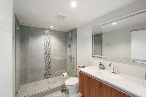 Bathroom, Glass Shower, Interior, Recessed Lighting