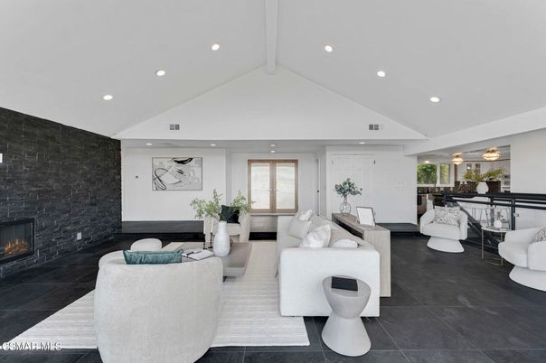 Dining room, Fireplace, Interior, Living room, Recessed Lighting