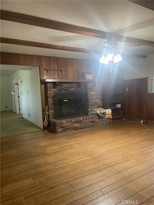 Empty room, Fireplace, Interior, Wood Texture Flooring, Wooden Walls