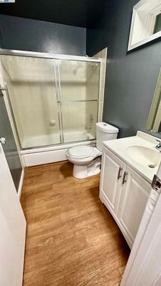 Bathroom, Glass Shower, Interior, Wood Texture Flooring