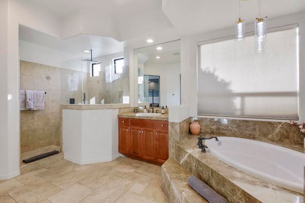 Bathroom, Glass Shower, Interior, Pendant Lights, Recessed Lighting