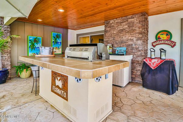 Interior, Recessed Lighting, Stone Walls, Wooden Ceilings