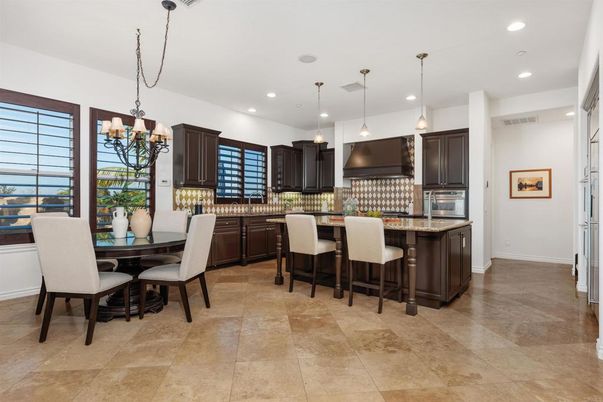 Chandelier, Dining room, Interior, Kitchen, Pendant Lights, Recessed Lighting, Stainless Steel Appliances