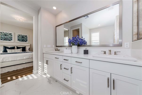 Bathroom, Bedroom, Dual Sink Vanities, Interior, Marble, Recessed Lighting