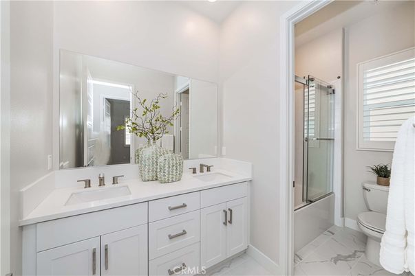 Bathroom, Dual Sink Vanities, Glass Shower, Interior, Marble