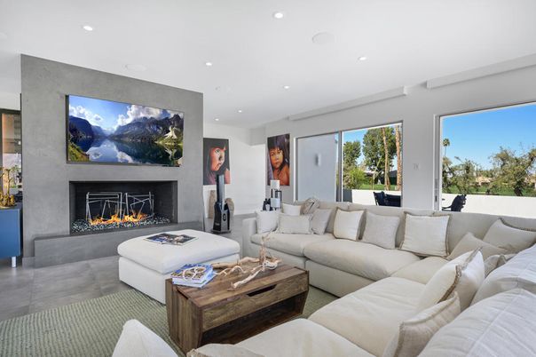 Fireplace, Interior, Living room, Recessed Lighting