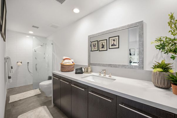 Bathroom, Glass Shower, Interior, Recessed Lighting
