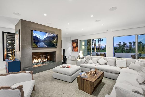 Fireplace, Interior, Living room, Recessed Lighting