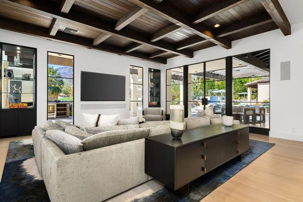 Interior, Living room, Recessed Lighting, Wooden Beams, Wooden Ceilings, Wood Texture Flooring