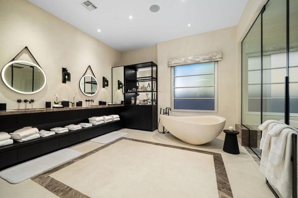Bathroom, Dual Sink Vanities, Free Standing Baths, Interior, Recessed Lighting