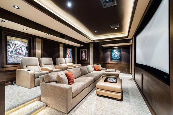Home Theatre Room, Interior, Projection Screen, Recessed Lighting, Theatre Room