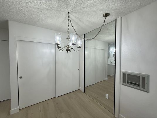 Chandelier, Empty room, Interior, Wood Texture Flooring