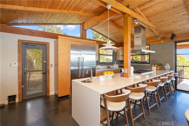 Interior, Kitchen, Pendant Lights, Stainless Steel Appliances, Wooden Beams, Wooden Ceilings