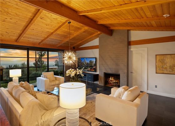 Fireplace, Interior, Living room, Pendant Lights, Stone Walls, Wooden Beams, Wooden Ceilings