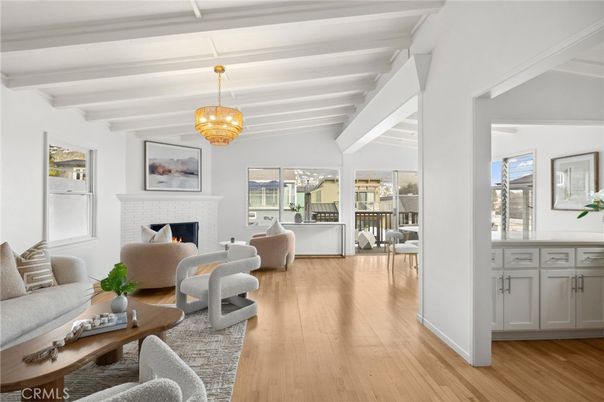 Fireplace, Interior, Living room, Pendant Lights, Wood Texture Flooring
