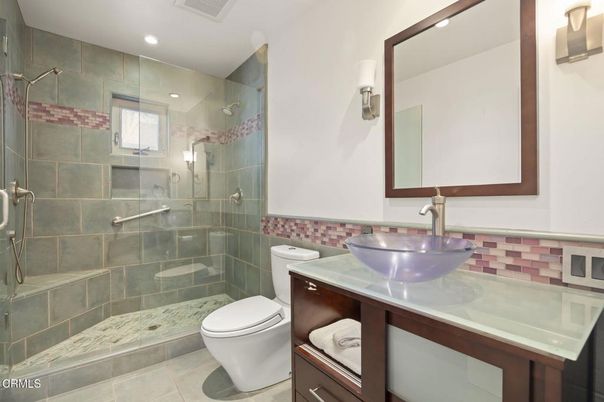 Bathroom, Glass Shower, Interior, Recessed Lighting